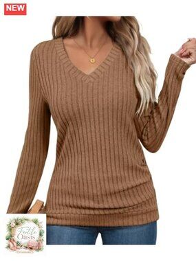 Long Sleeve V Neck Ruched Button Tunic Sweater for Women Fall Winter